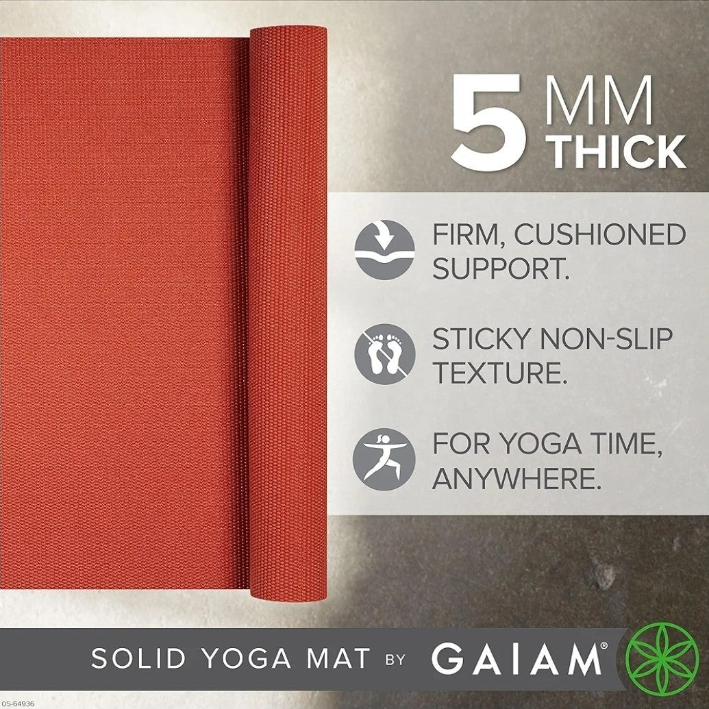 Yoga Mat - Premium 5mm Solid Thick Non Slip Exercise & Fitness Mat for All