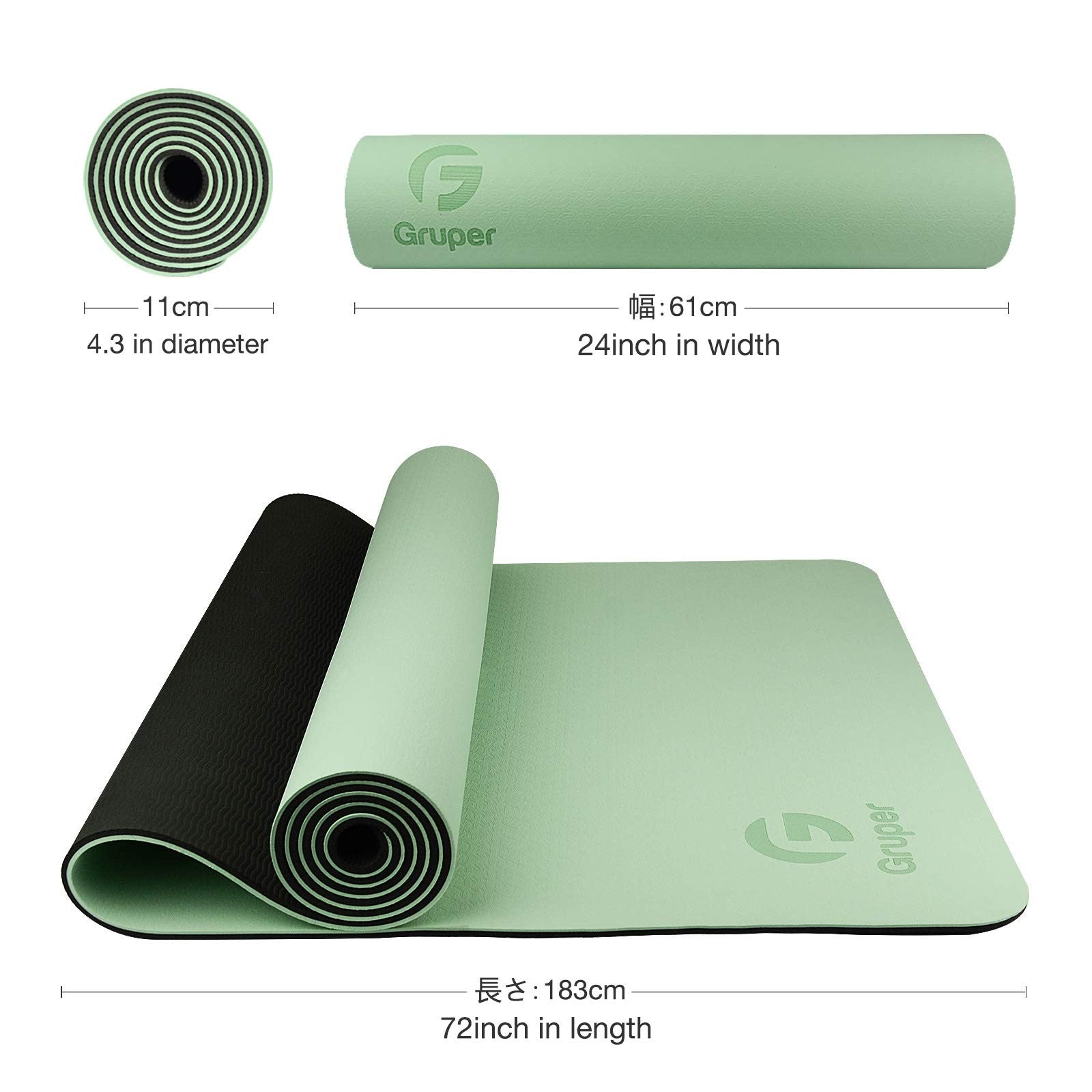 Yoga Mat Non Slip, Eco Friendly Fitness Exercise Mat with Carrying Strap,Pro ...